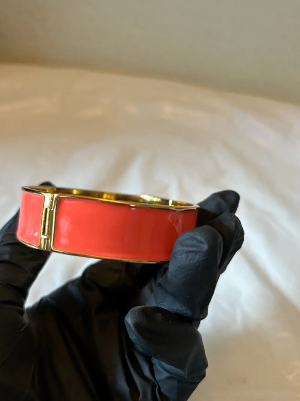 ❗️Sale❗️ ✨Kate Spade Coral Enamel Cuff with Gold Pyramid Stud✨ - Picture 7 of 13